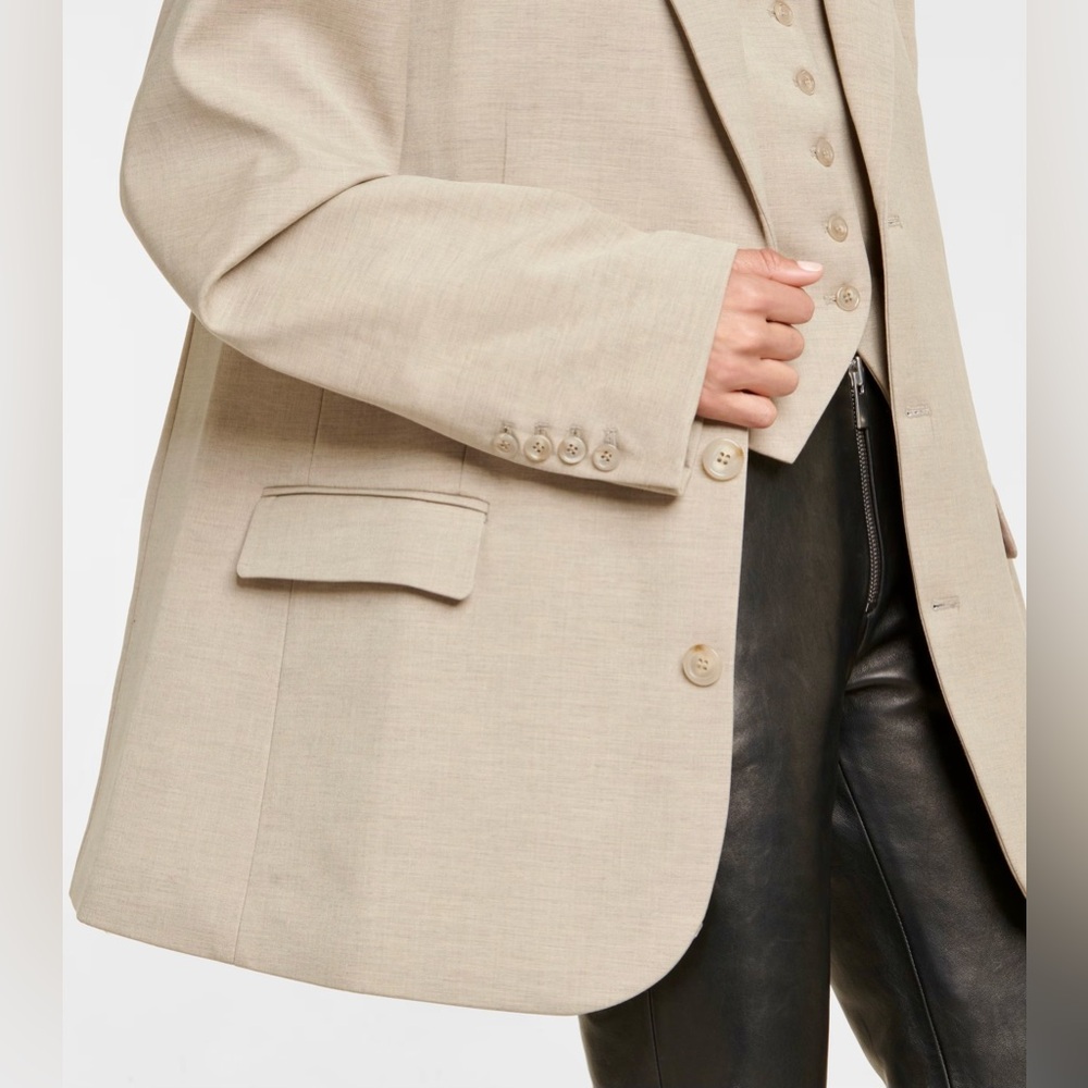 NWT The Frankie Shop Gelso Oversized Blazer Taupe Melange XS sand color new - Picture 7 of 15